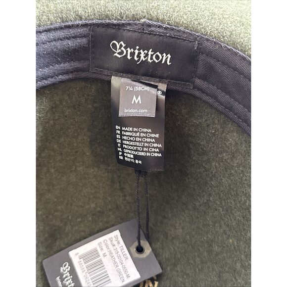 Brixton Tiller Hat Size 7 1/4 M 100% Wool Felt Medium Dark Green New NWT - Picture 4 of 8